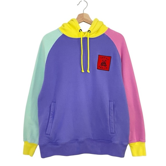 Teddy Fresh OG Colorblock Hoodie Multicolor Pullover Sweatshirt Unisex Small - Picture 1 of 15